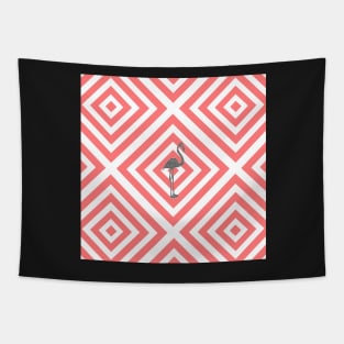 Flamingo - Abstract geometric pattern - pink and white. Tapestry