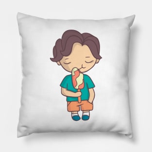 Boy eating ice-cream colored Pillow