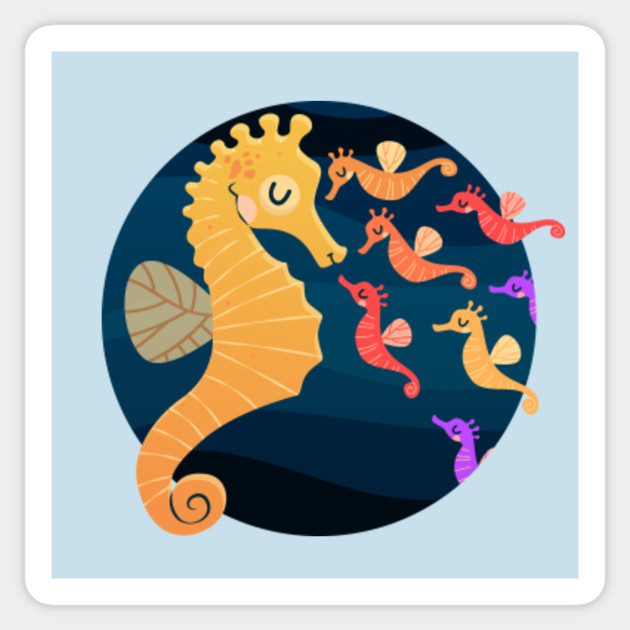 Seahorse Family Cozy Dad Mom Happy Lovely Fish Cute Aquarium Sea Water Marine Mermaid Ocean Seahorses Whale Dolphin Octopus Fishes Tropical Colorful Oral Starfish Shell Beach Summer Squid Kid Baby Boy Girl