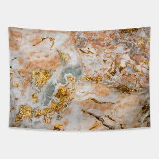 Rose gold pink marble with brown and gold details Tapestry