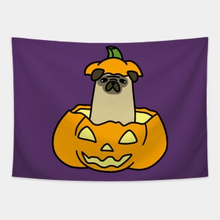 Jack O' Lantern Pug Tapestry