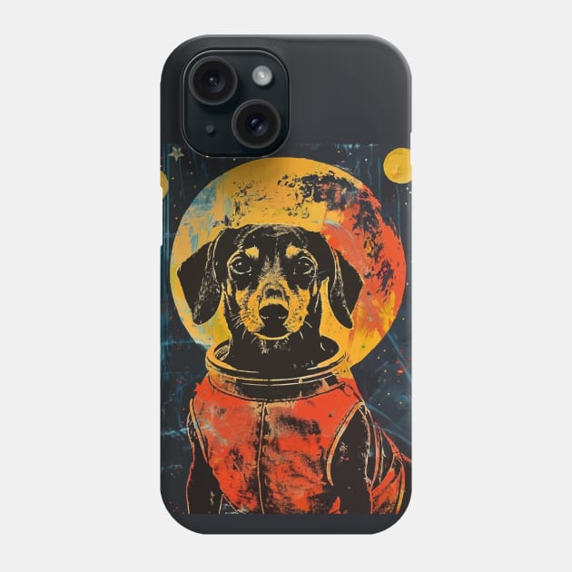 Vintage daschund astronaut portrait Phone Case by etherElric