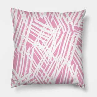 Lines Sketch in Blush Pink and White Pillow