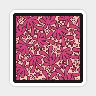 Modern abstract Matisse inspired design in beautiful dusky pink and burgundy on a cream background Magnet