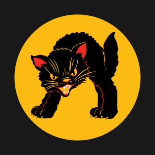 Vintage Retro Fraidy Black Cat T-Shirt