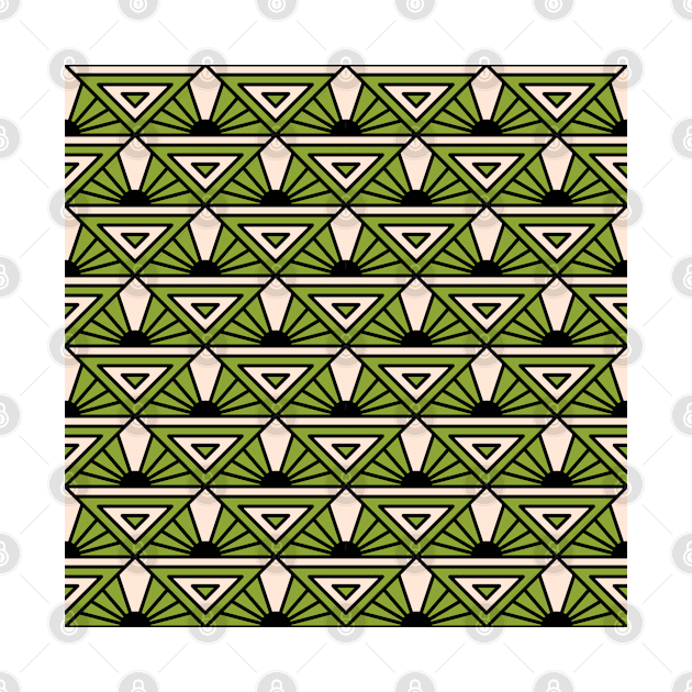 Art Deco Pattern No 76 - Green - Vintage Pattern Minimalist by Millusti