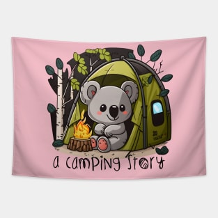 Koala camping into the wild with quote Tapestry