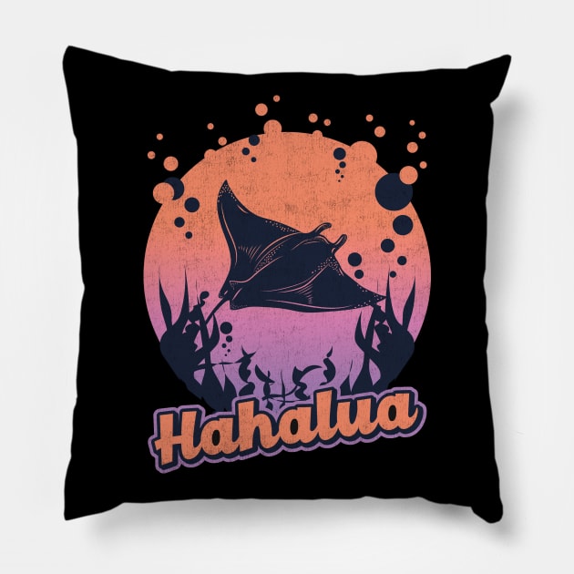 Vintage Hahalua Hawaiian for Stingray manta ray beauty of the sea Pillow by Joaddo