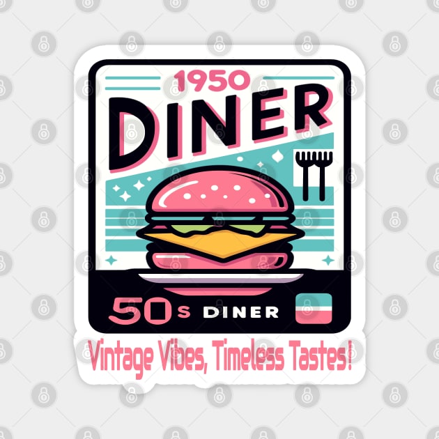 Classic 1950 Diner Burger - Grilled Cheese Magnet by maknatess