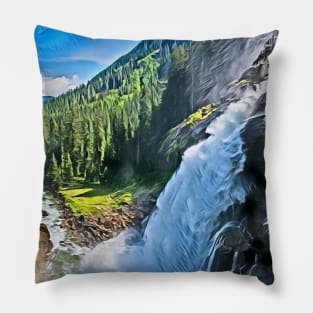 Waterfall In The Forest Pillow