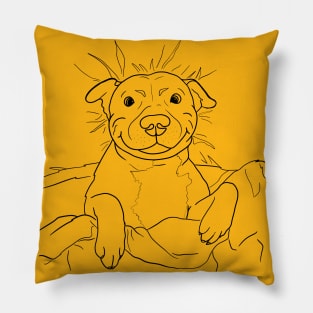 Cute goofy Pittbull line art dog illustration Pillow