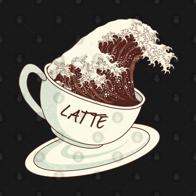 Dramabite The Great Wave of Cafe Latte Coffee by dramabite