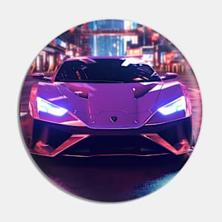 Asian Neon City Sports Car Pin