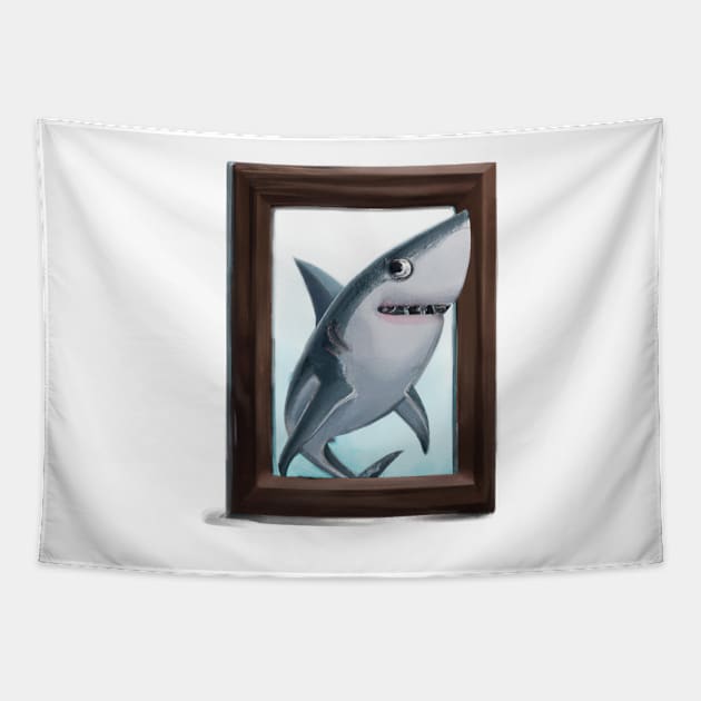 Cute Shark Drawing Tapestry by Play Zoo