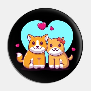 Couple of dog cartoon Pin