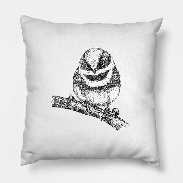 Red Headed Tit Bird Pillow by wingzha