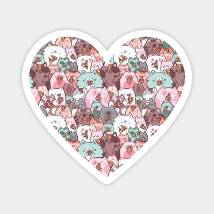 Cute cat pizza party in a heart Magnet