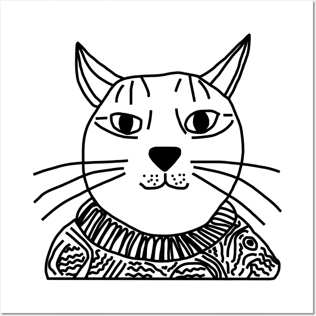 Illustration Drawing of a portrait of a cat