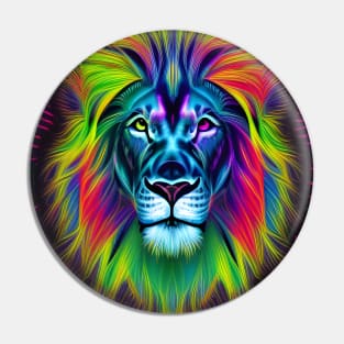 Psychedelic Neon Lion Pin