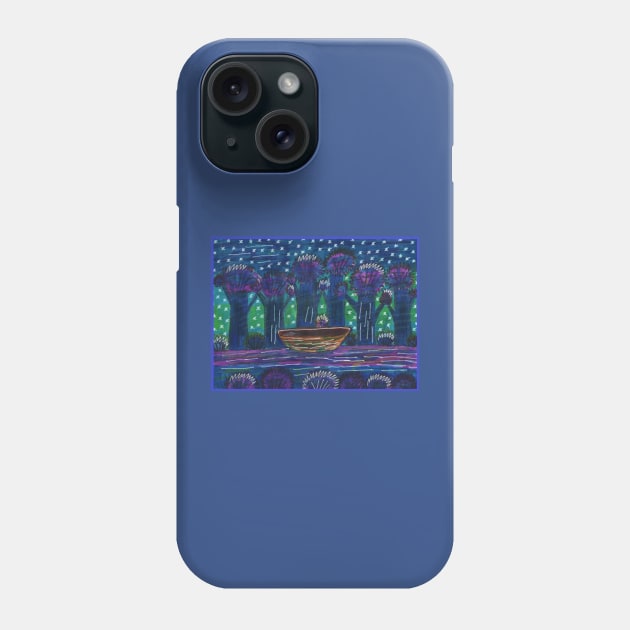 Boat Floating on the River Phone Case by Mila-Ola_Art