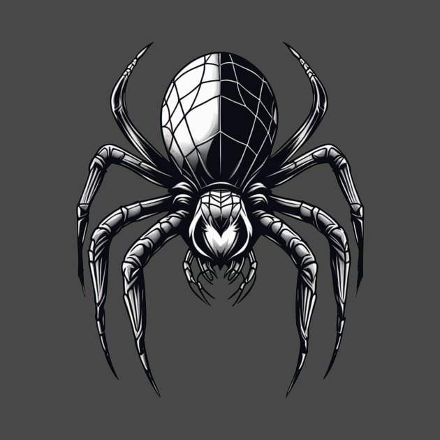 Scary spider black and white Halloween graphic design by Edgi