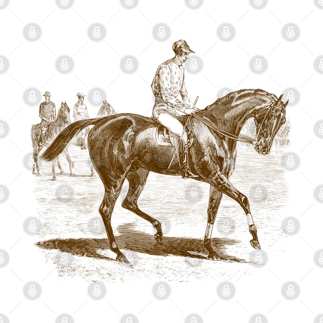 A Racing Horse with a Rider Vintage Illustration by Biophilia