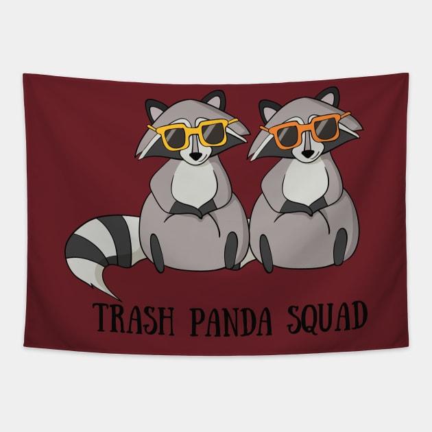 Trash Panda Squad, Funny Raccoon Tapestry by Dreamy Panda Designs