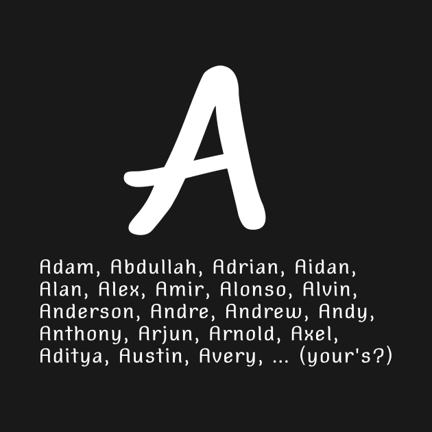 Men's names  from over the world that start with letter A (white writting) by LuckyLife