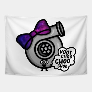 What Does The Cutest Turbo Say - Dark Purple/Pink Galaxy Bow Tapestry