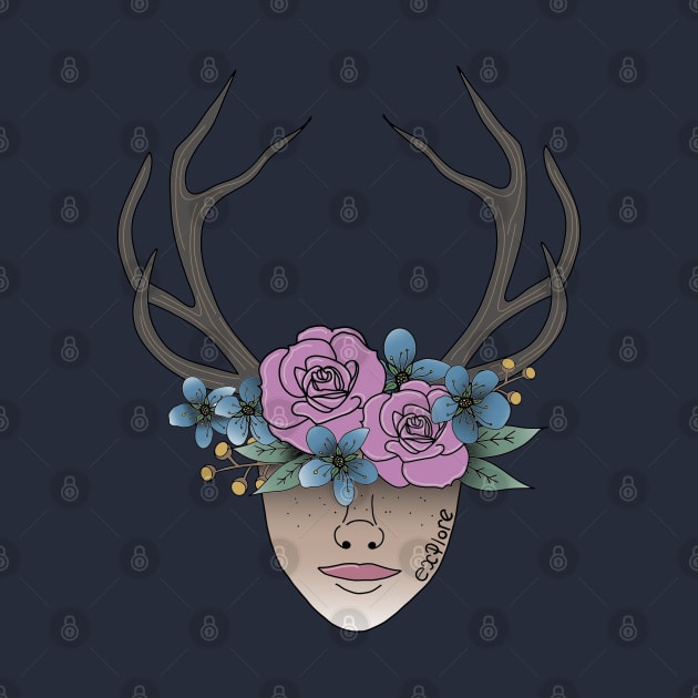 Explore, Floral Crown plus Antlers, Whimsical Wonders, Outdoor Explorer by Tenpmcreations