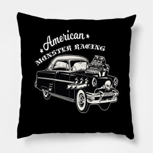 American Car Monster Racing Pillow