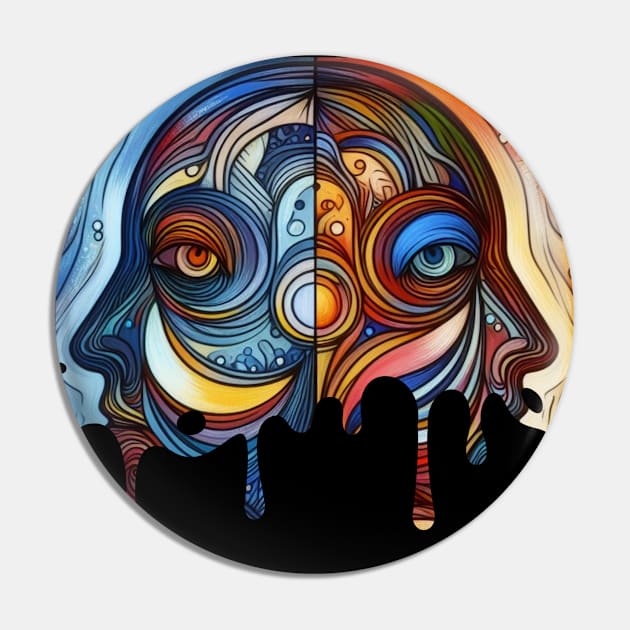 Abstract art of two side faces facing back to back Pin by zinfulljourney