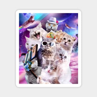 Kitten Cat Selfie In Space With Unicorn Cat Magnet