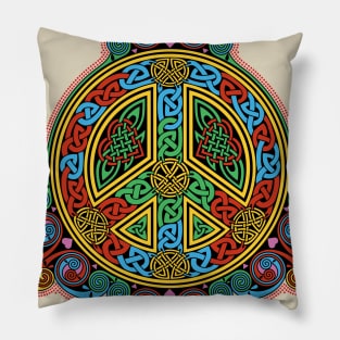 Celtic Peace Sign Knotwork in Color Pillow