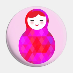 Russian dolls matryoshka screw up one's eyes with bright rhombus pink colors. Pin