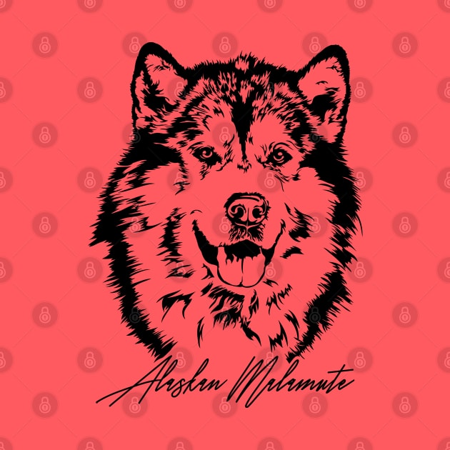 Alaskan Malamute sleddog dog portrait by wilsigns