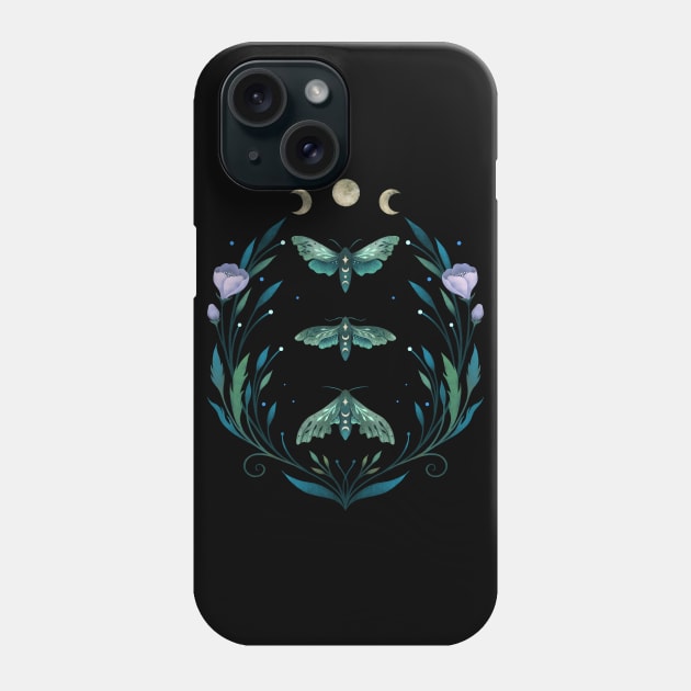 Lime Hawk Moths Night Phone Case by Episodic Drawing