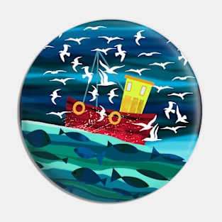 Red Fishing Boat Pin