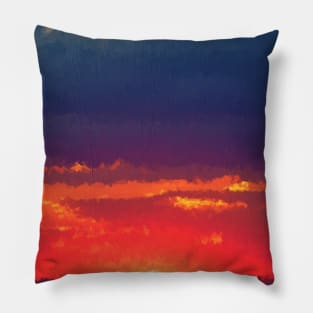 Cloudy sunset oil painting Pillow