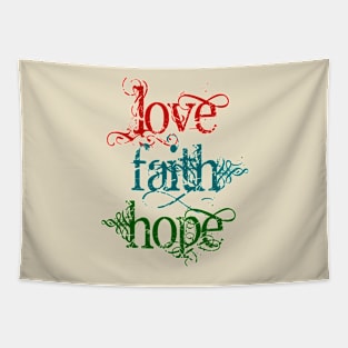 Vintage Typography LOVE FAITH HOPE Tapestry