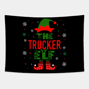 Family Christmas Matching Squad Outfit Elf Funny Trucker Tapestry