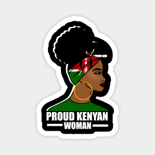 Proud Kenyan Woman, Kenya Flag, Afro African Magnet