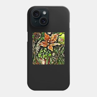 Bronze poinsettia and pine cone print Phone Case