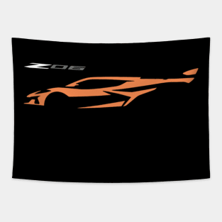 C8 Sebring Orange Z06 c8r graphic silhouette Tapestry