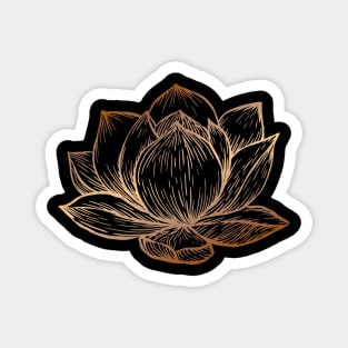 Golden Lotus Flower on Black Magnet