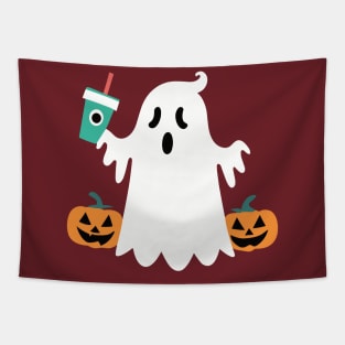 Ghost Coffee Halloween Cute Coffee Costume Tapestry