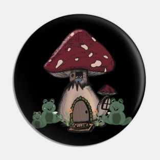 Cottagecore Frog Mushroom Home Pin