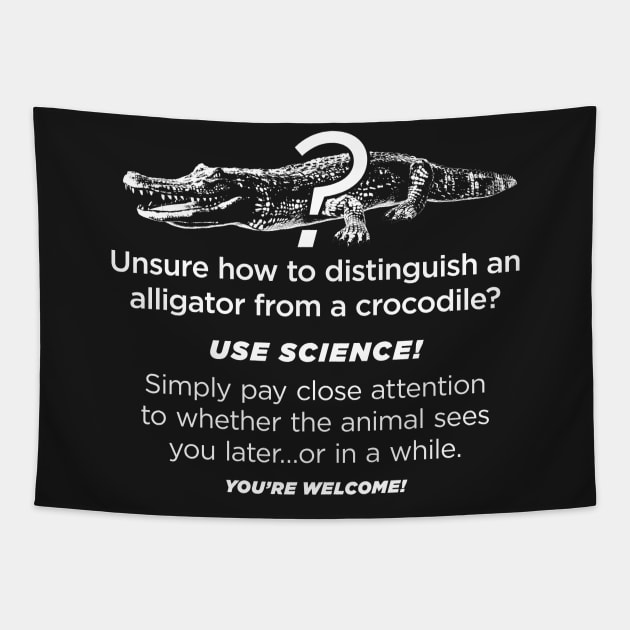 Alligator vs Crocodile - how to tell the difference Tapestry by ClothedCircuit