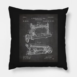 Sewing Machine Patent - Seamstress Craft Sewing Room Art - Black Chalkboard Pillow