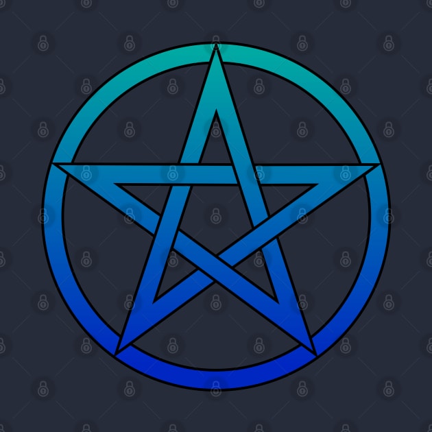 Pentagram Teal to Blue ombre by RavenWake